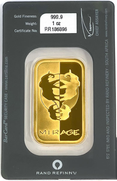 31,1 Gramm Goldbarren Rand Refinery - Mirage - Umlaufware